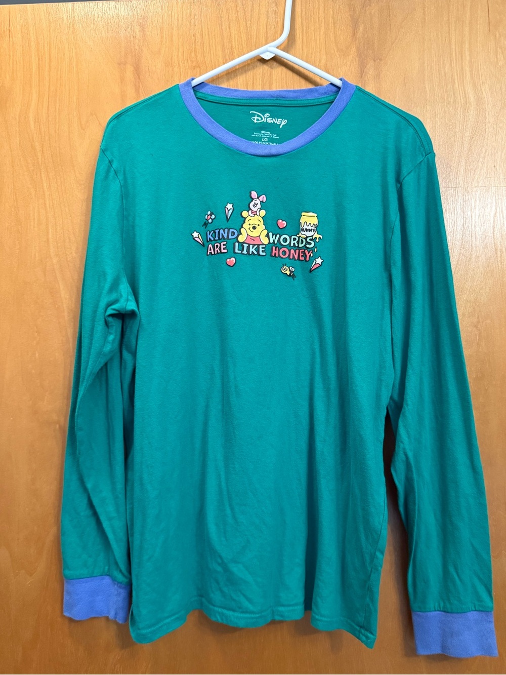 Disney "Kind Words Are Like Honey" Green/ Teal Long-Sleeve Tee